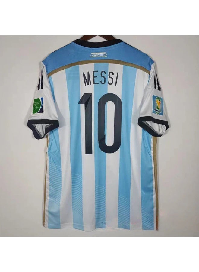 Argentina 2014 Argentina home retro football uniform #10 MESSI retro football jersey a gift for fans and friends - Image 1